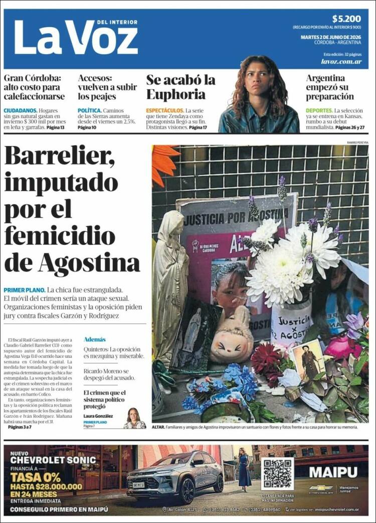 Portada de La Voz del Interior (Argentina)