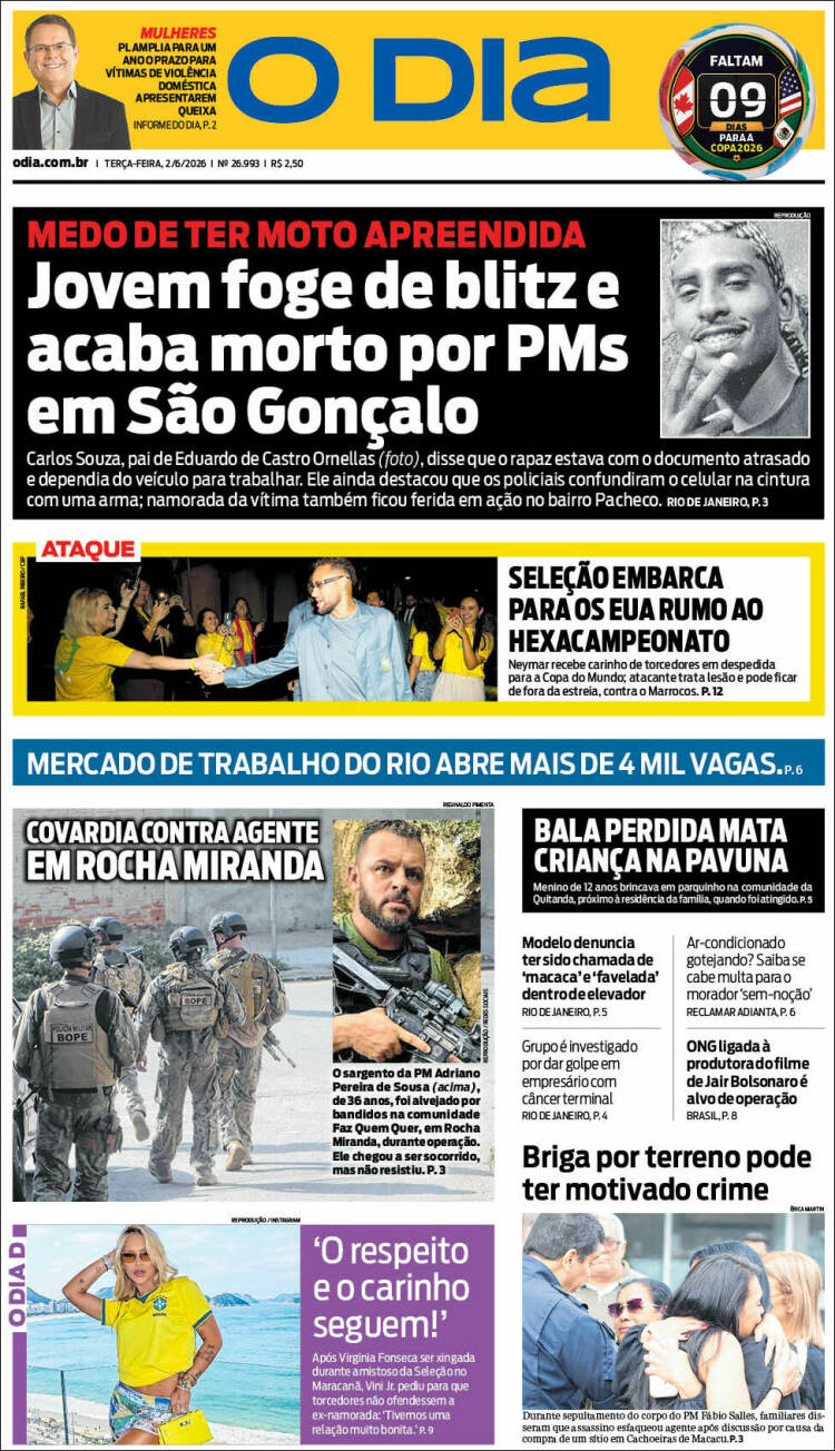 Portada de O Dia (Brasil)