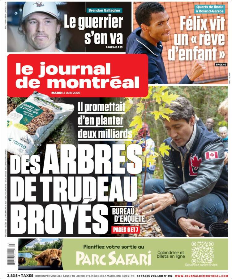 Portada de Le Journal de Montréal (Canad&aacute;)