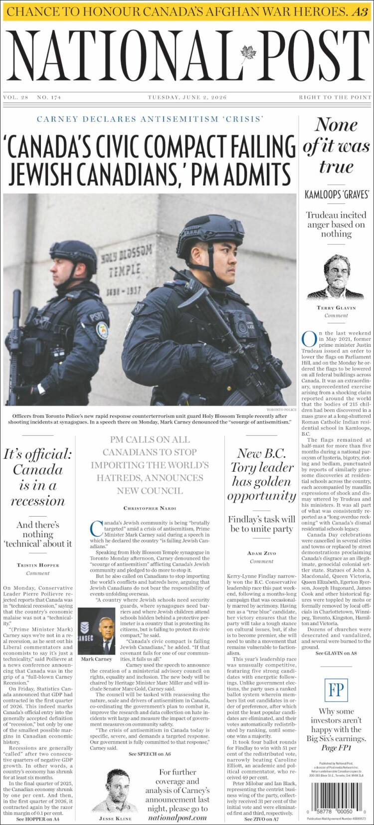 Portada de The National Post (Canad&aacute;)