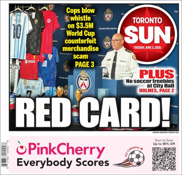Portada de The Toronto Sun (Canad&aacute;)