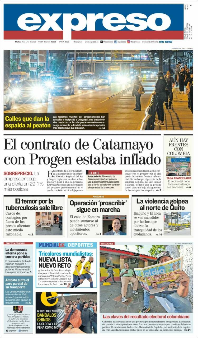Portada de Expreso (Ecuador)