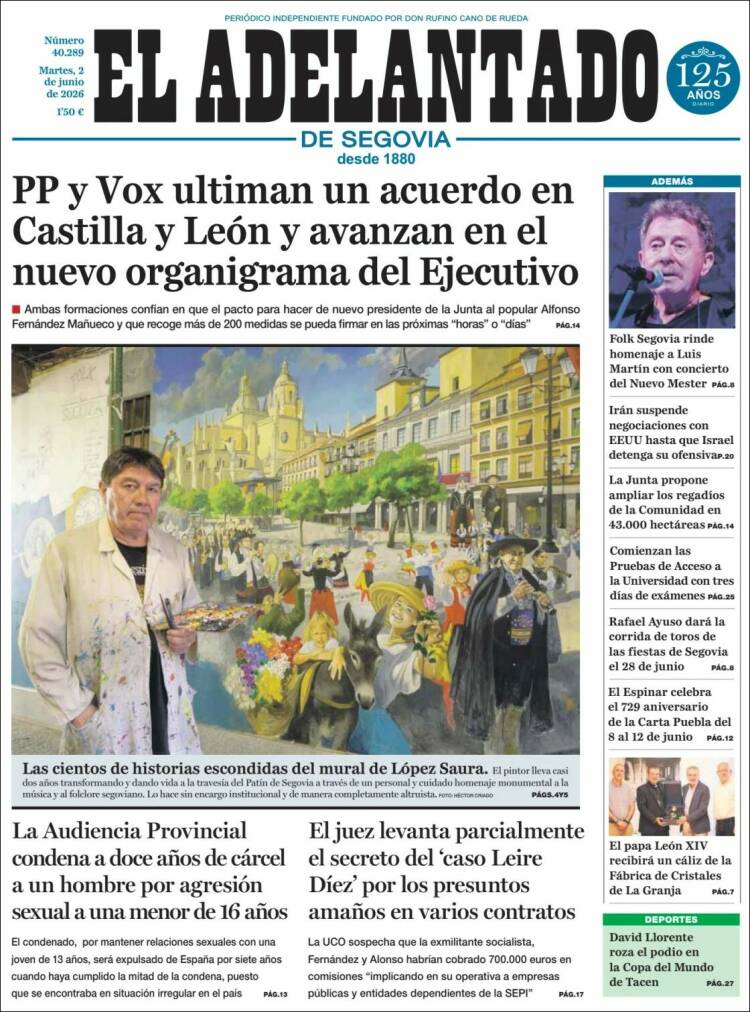 Portada de El Adelantado de Segovia (Espa&ntilde;a)