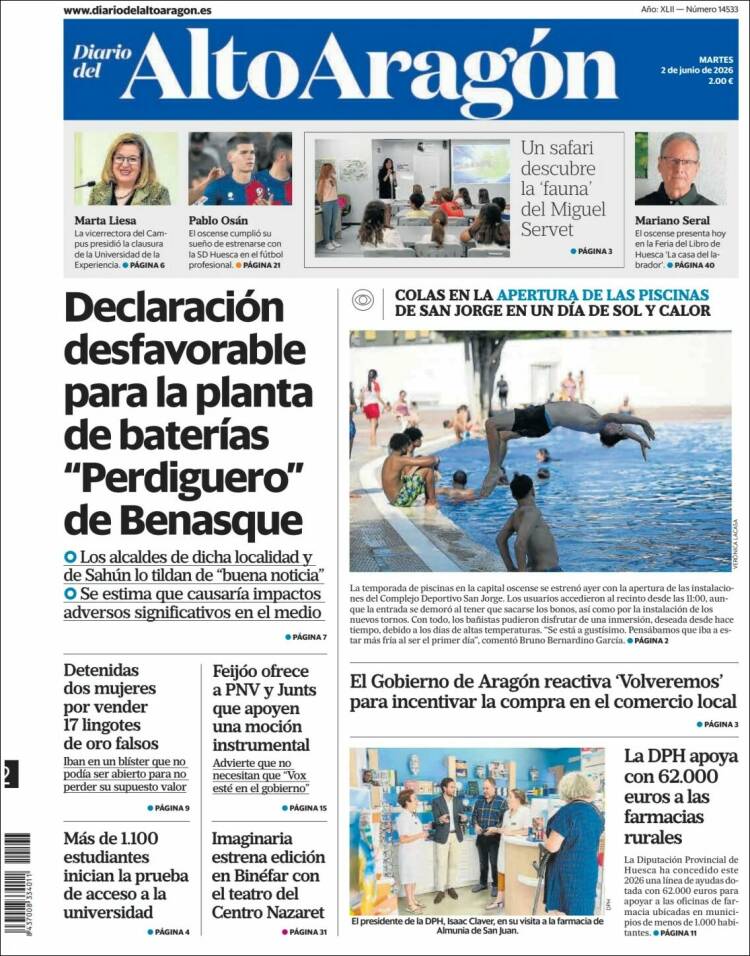 Portada de Diario del AltoAragón (Espa&ntilde;a)