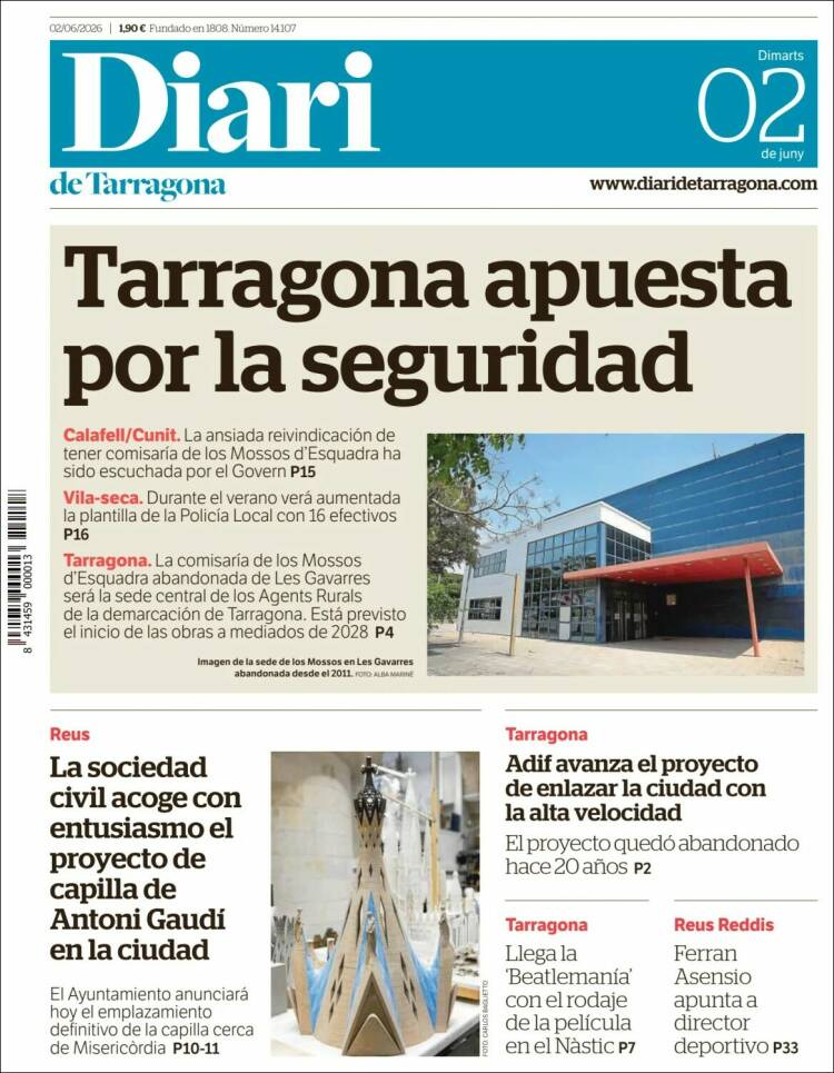Portada de Diari de Tarragona (Espa&ntilde;a)
