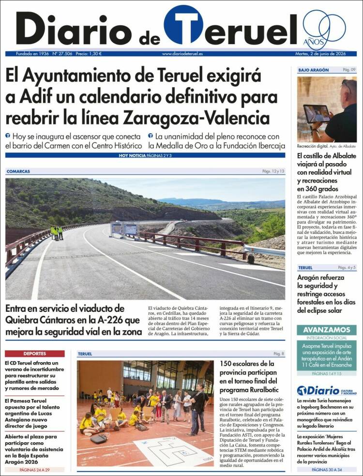 Portada de Diario de Teruel (Espa&ntilde;a)