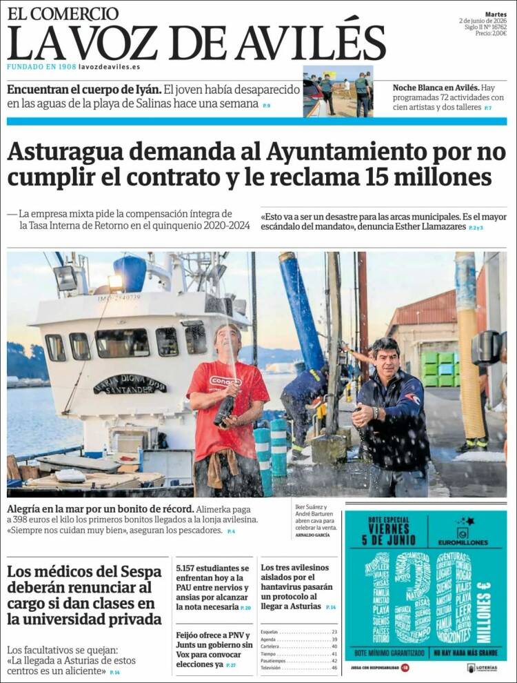 Portada de El Comercio - Avilés (Espa&ntilde;a)