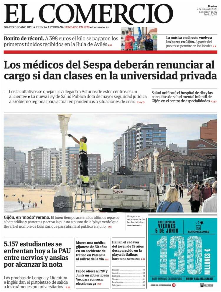 Portada de El Comercio - Gijón (Espa&ntilde;a)