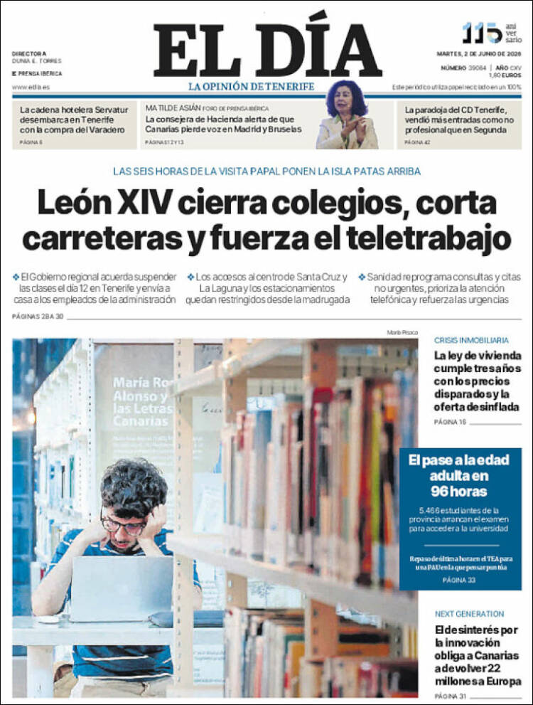 Portada de El Día (Espa&ntilde;a)