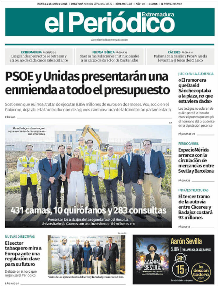 Portada de El Periódico de Extremadura (Espa&ntilde;a)