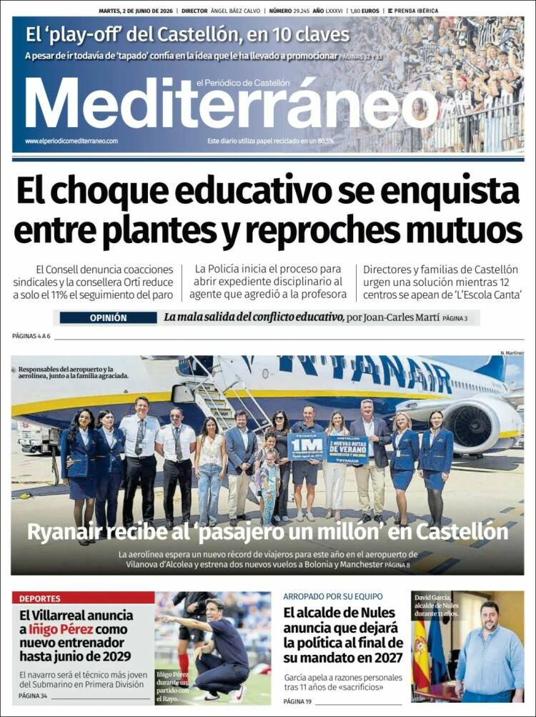 Portada de El Periódico Mediterraneo (Espa&ntilde;a)