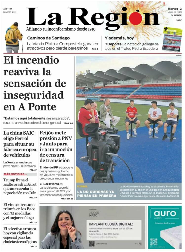 Portada de La Región de Ourense (Espa&ntilde;a)