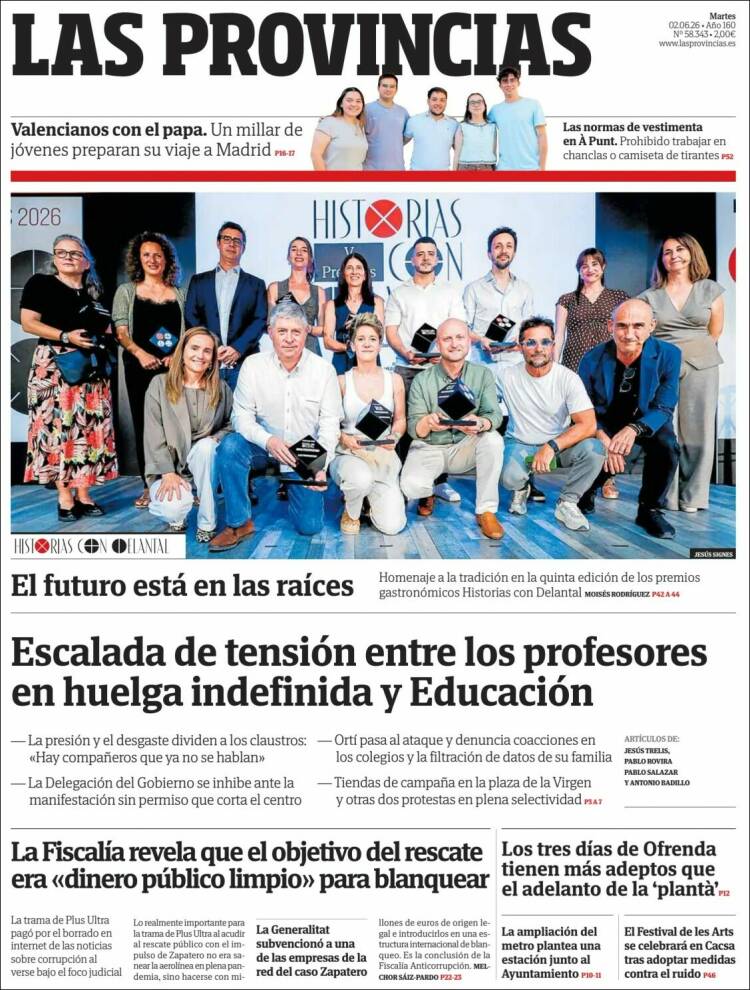 Portada de Las Provincias (Espa&ntilde;a)