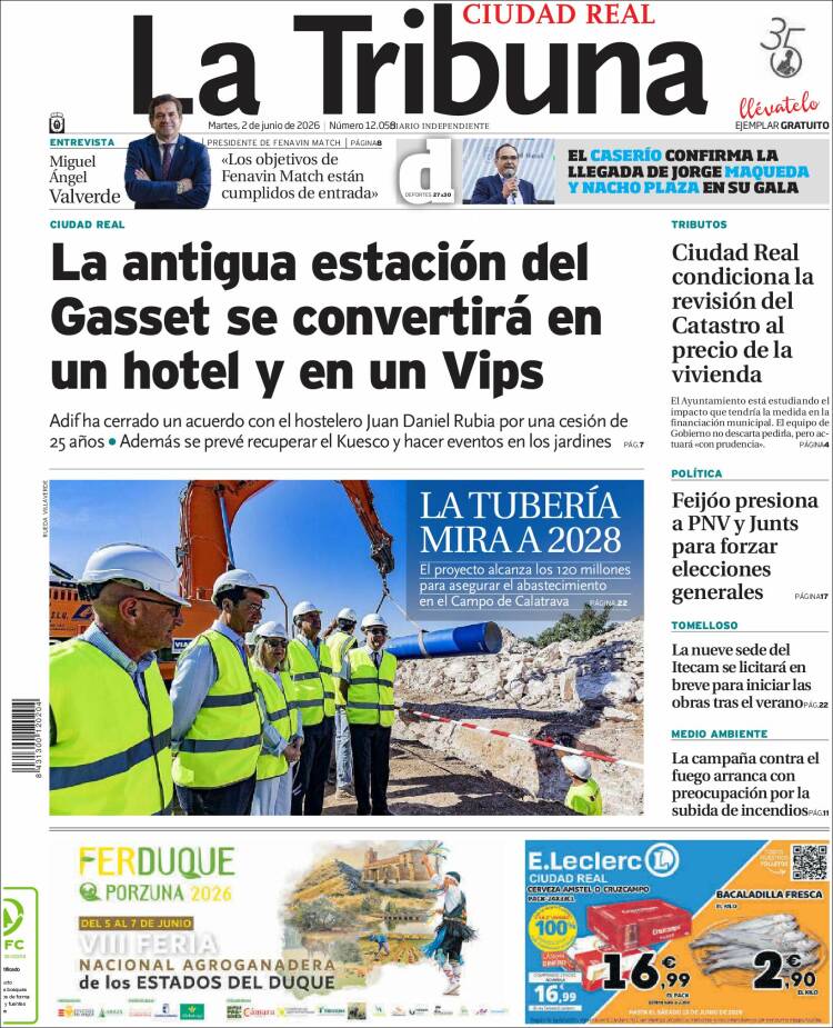Portada de La Tribuna de Ciudad Real (Espa&ntilde;a)
