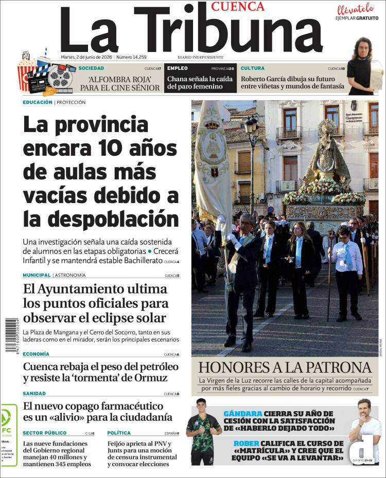 Portada de La Tribuna de Cuenca (Espa&ntilde;a)