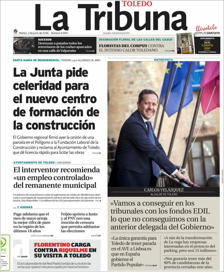 Portada de La Tribuna de Toledo (Espa&ntilde;a)