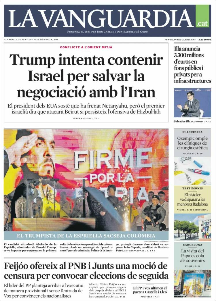 Portada de La Vanguardia (Espa&ntilde;a)
