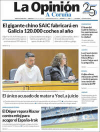Portada de La Opinión de A Coruña (Espa&ntilde;a)