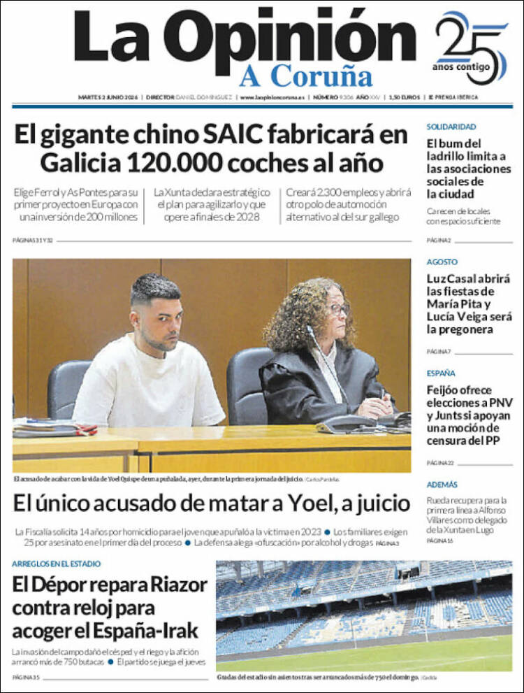 Portada de La Opinión de A Coruña (Espa&ntilde;a)
