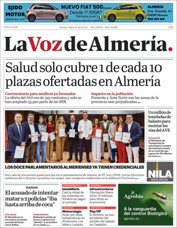 Portada de La Voz de Almería (Espa&ntilde;a)