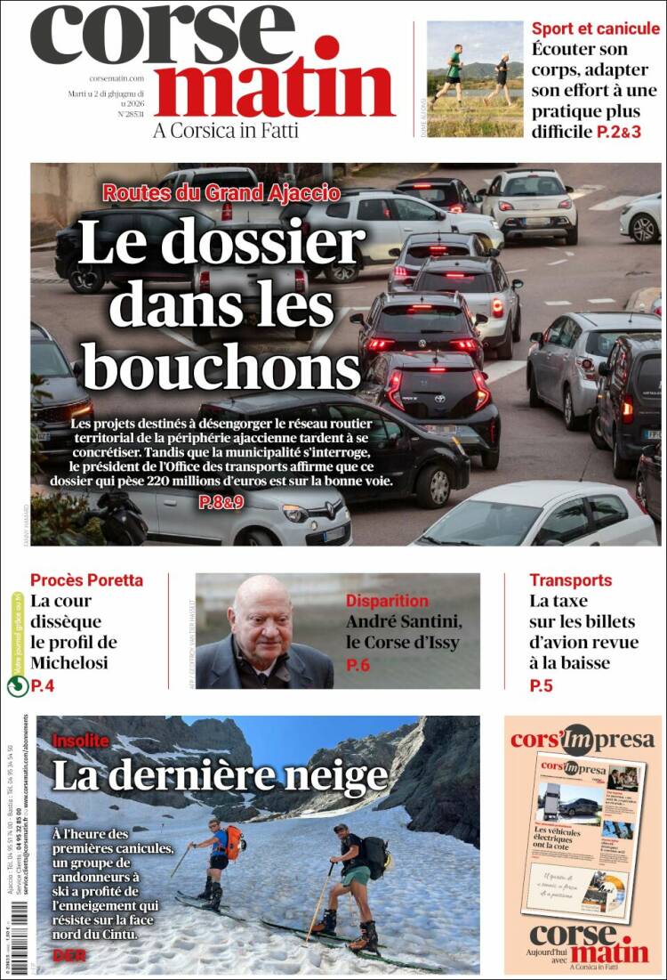 Portada de Corse-Matin (Francia)