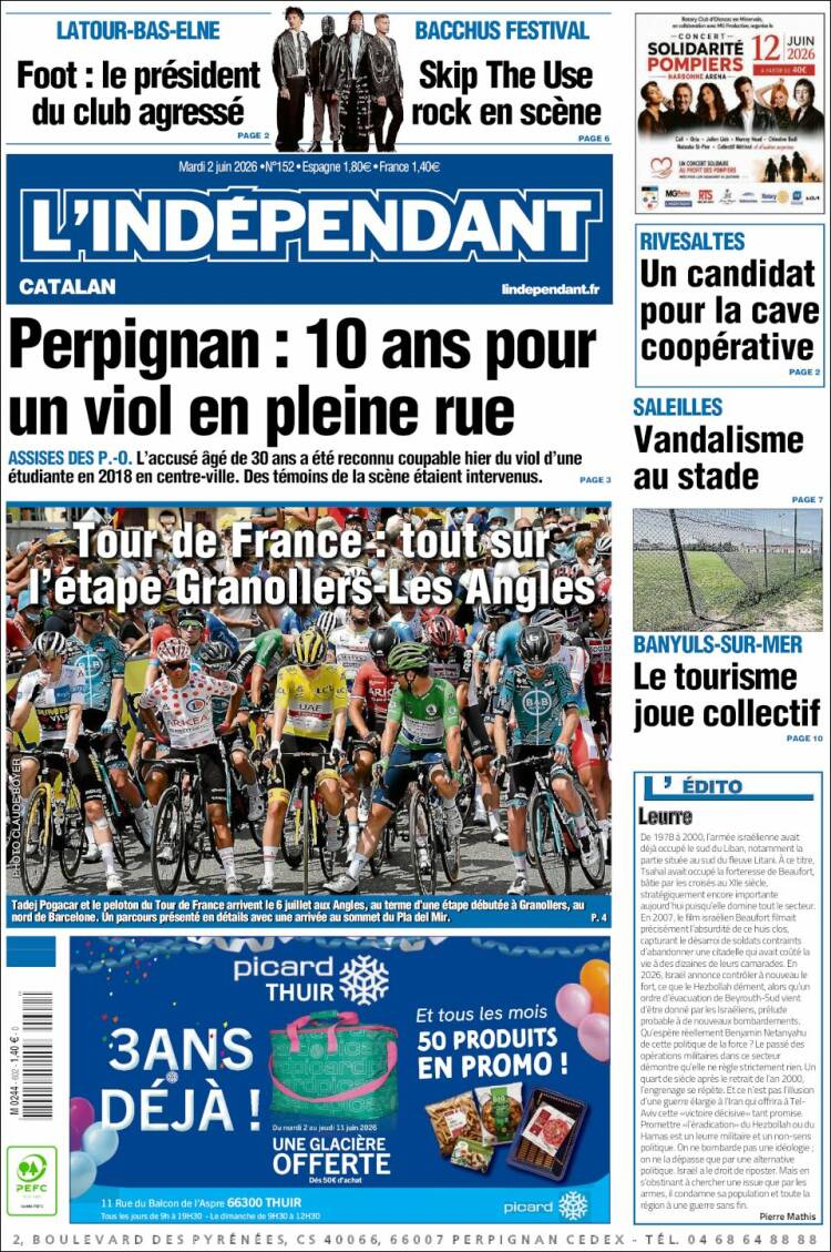 Portada de Le Indépendant (Francia)