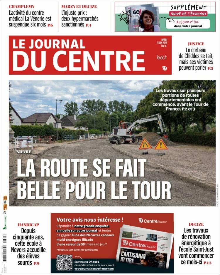Portada de Le Journal du Centre (Francia)