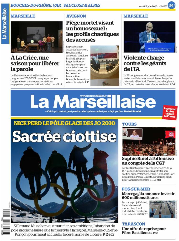Portada de La Marseillaise (Francia)