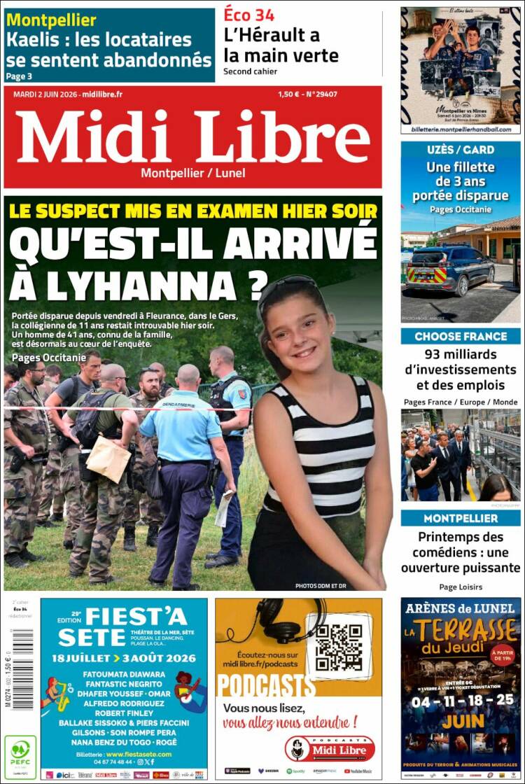 Portada de Midi Libre (Francia)
