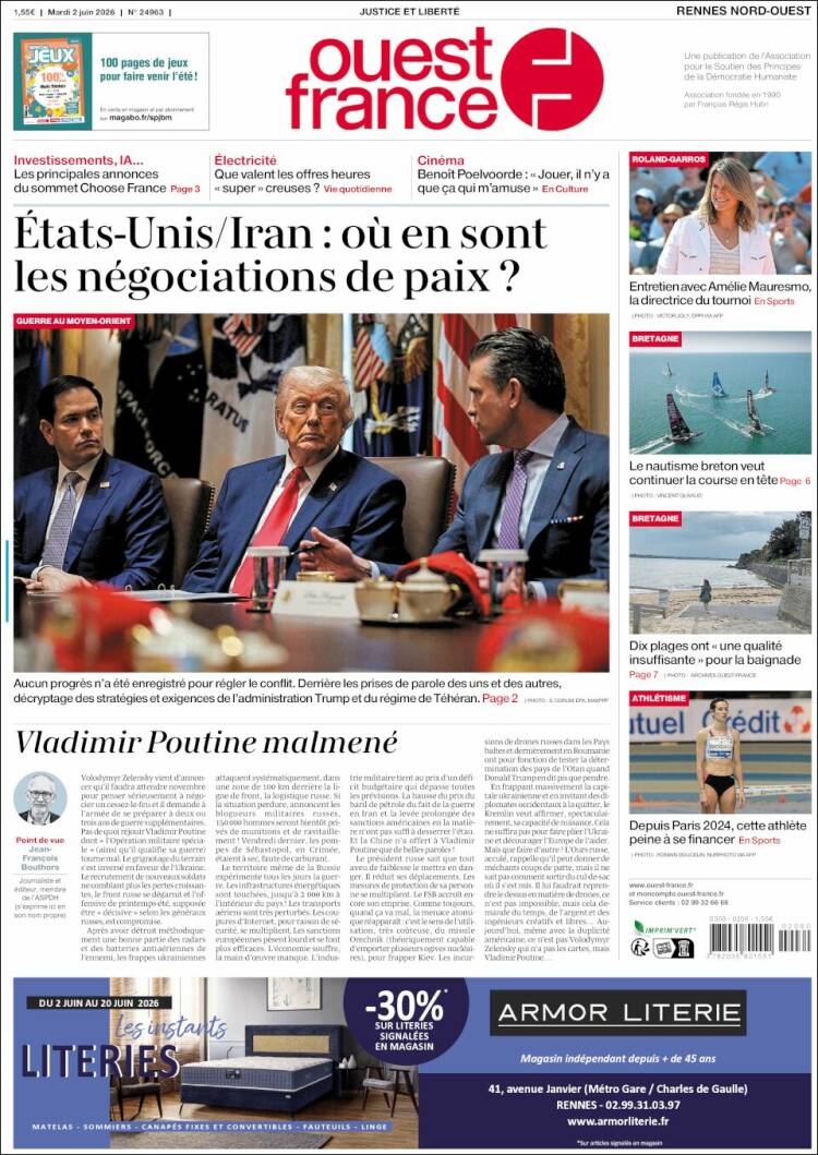 Portada de Ouest France (Francia)