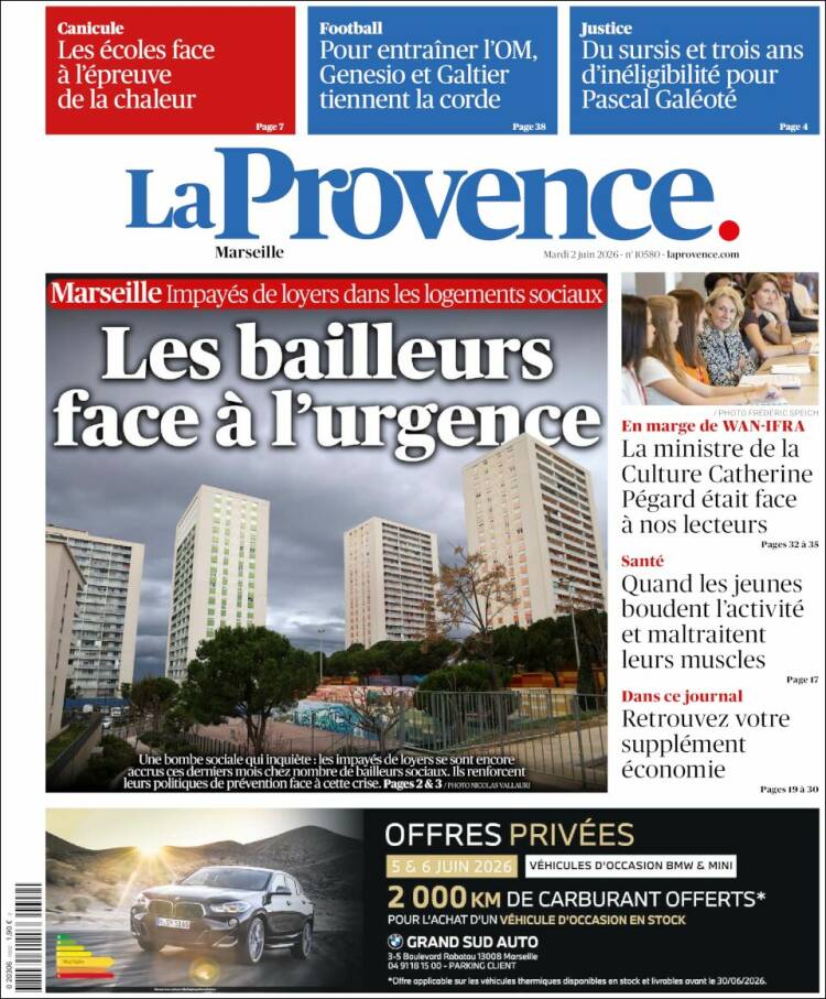 Portada de La Provence (Francia)