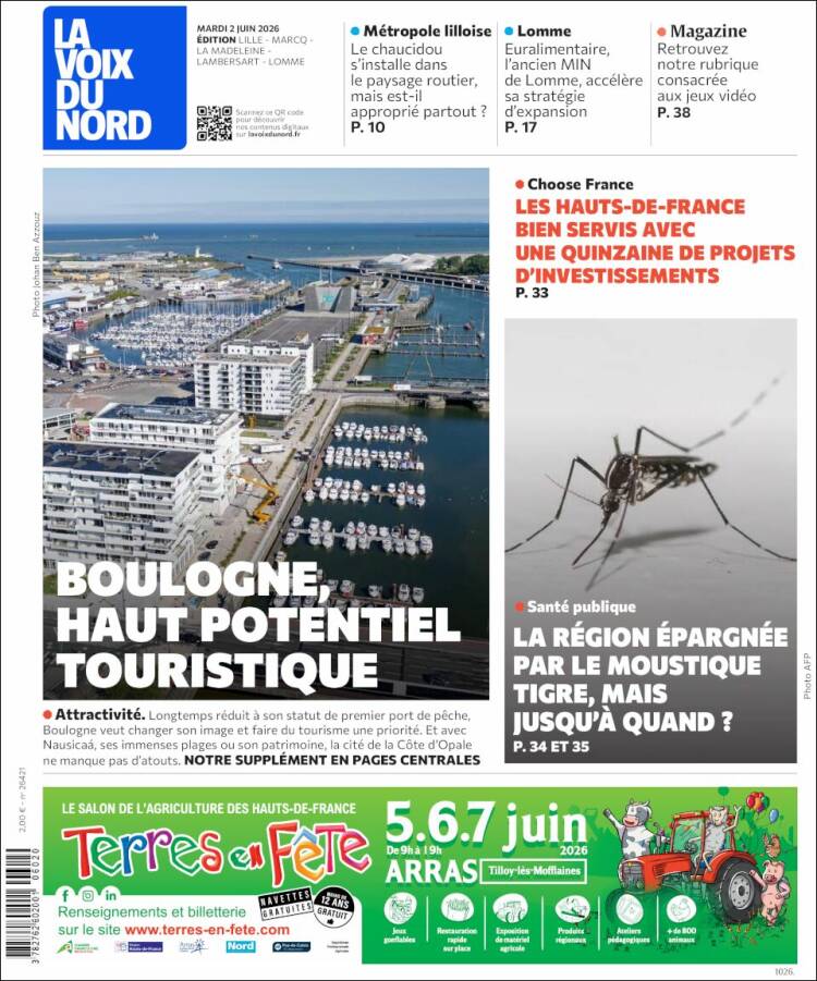 Portada de La Voix du Nord (Francia)