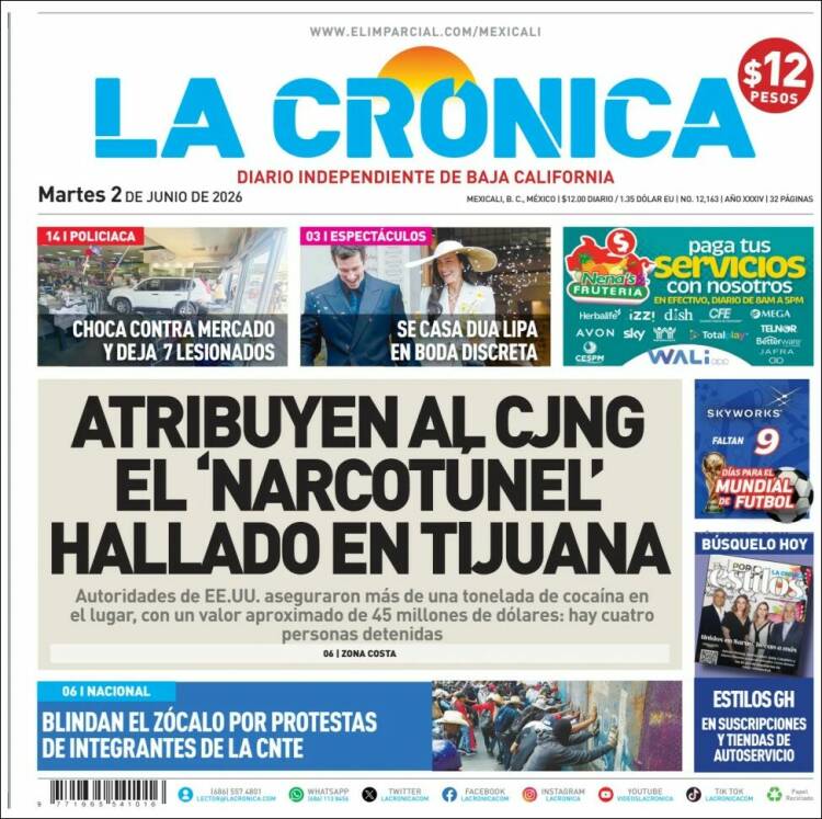 Portada de La Crónica de Baja California (M&eacute;xico)
