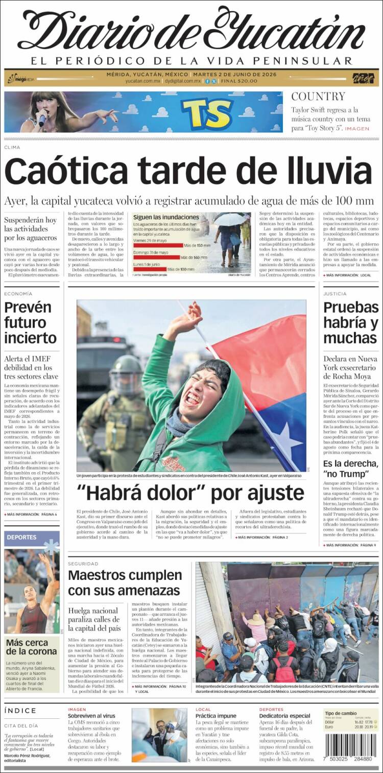 Portada de Diario de Yucatán (M&eacute;xico)