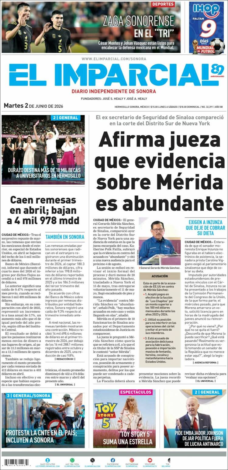 Portada de El Imparcial (M&eacute;xico)