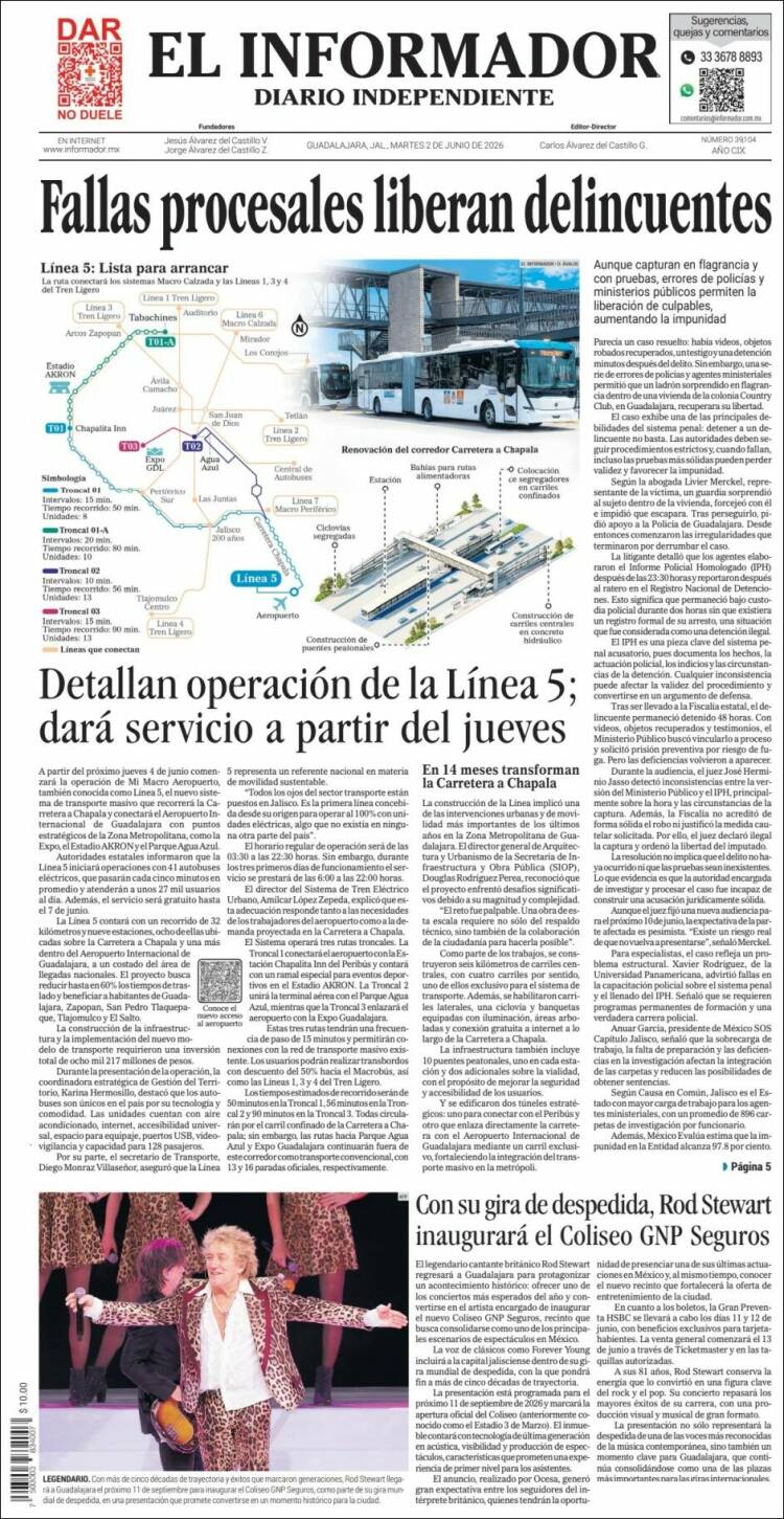 Portada de El Informador (M&eacute;xico)