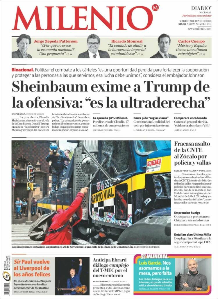 Portada de Milenio (M&eacute;xico)