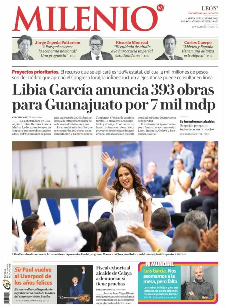 Portada de Milenio de León (M&eacute;xico)