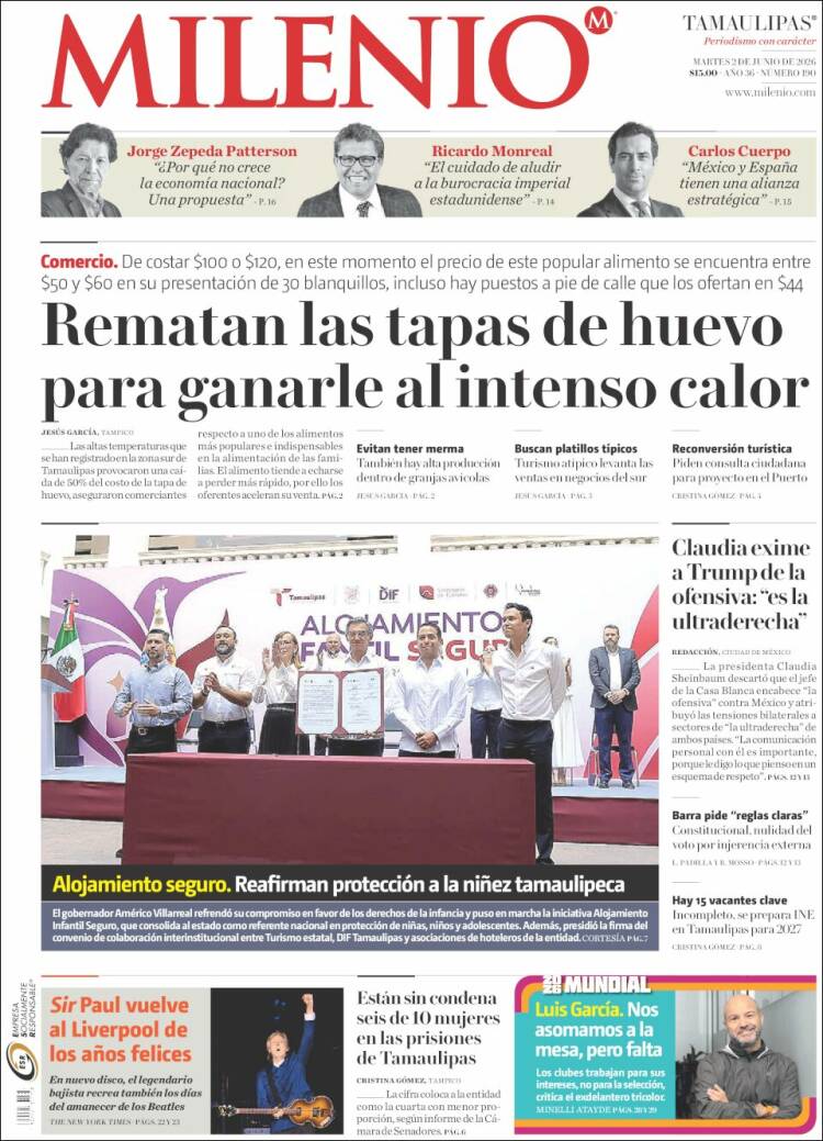 Portada de Milenio - Tamaulipas (M&eacute;xico)