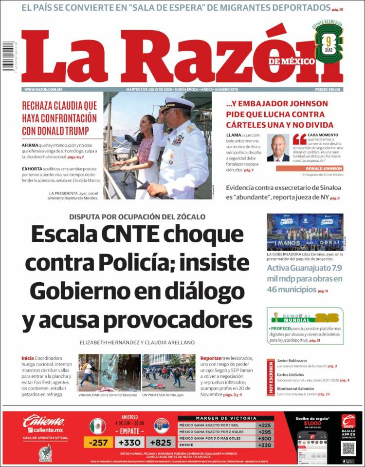 Portada de La Razón (M&eacute;xico)