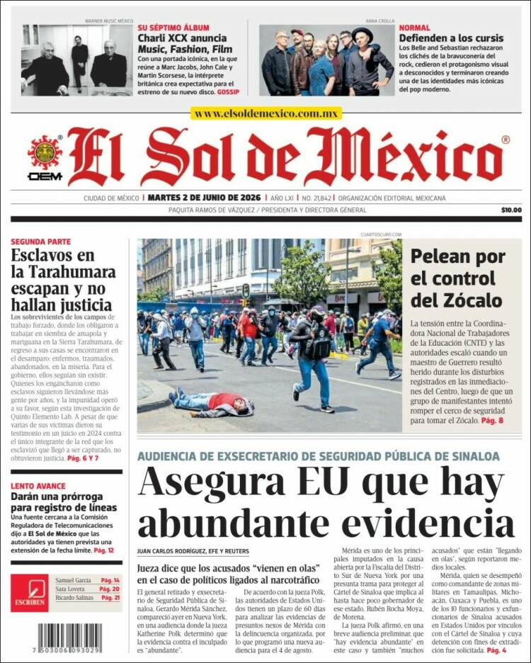 Portada de El Sol de México (M&eacute;xico)