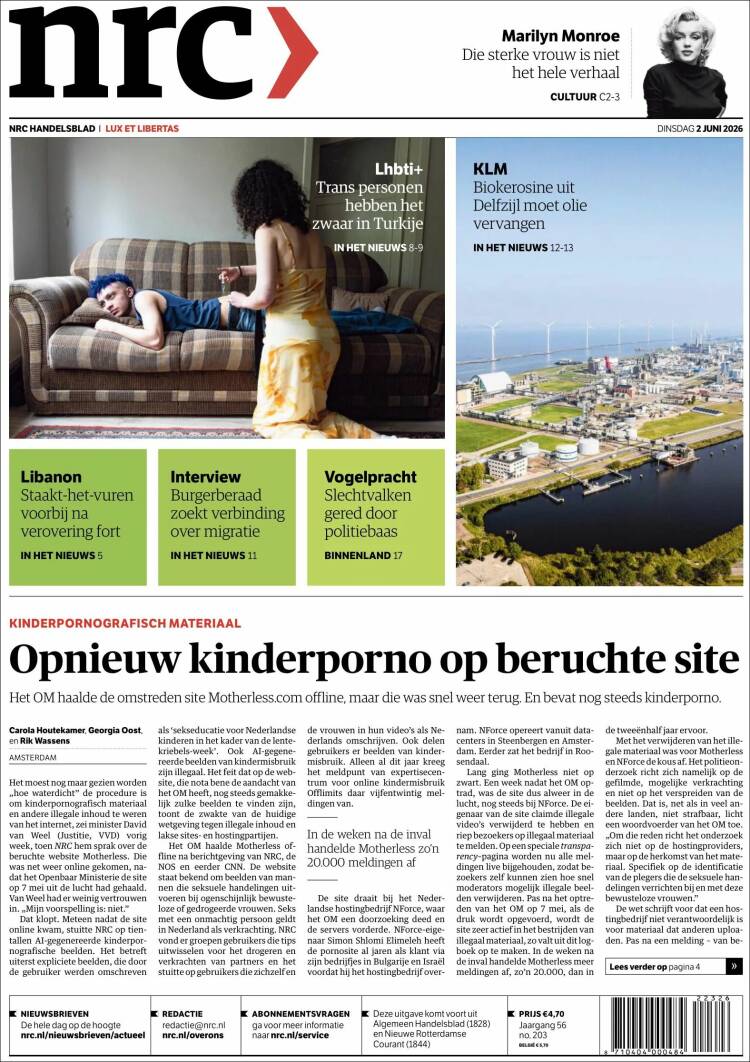 Portada de NRC Handelsblad (Pa&iacute;ses Bajos)