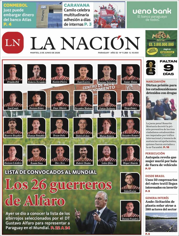 Portada de La Nación (Paraguay)