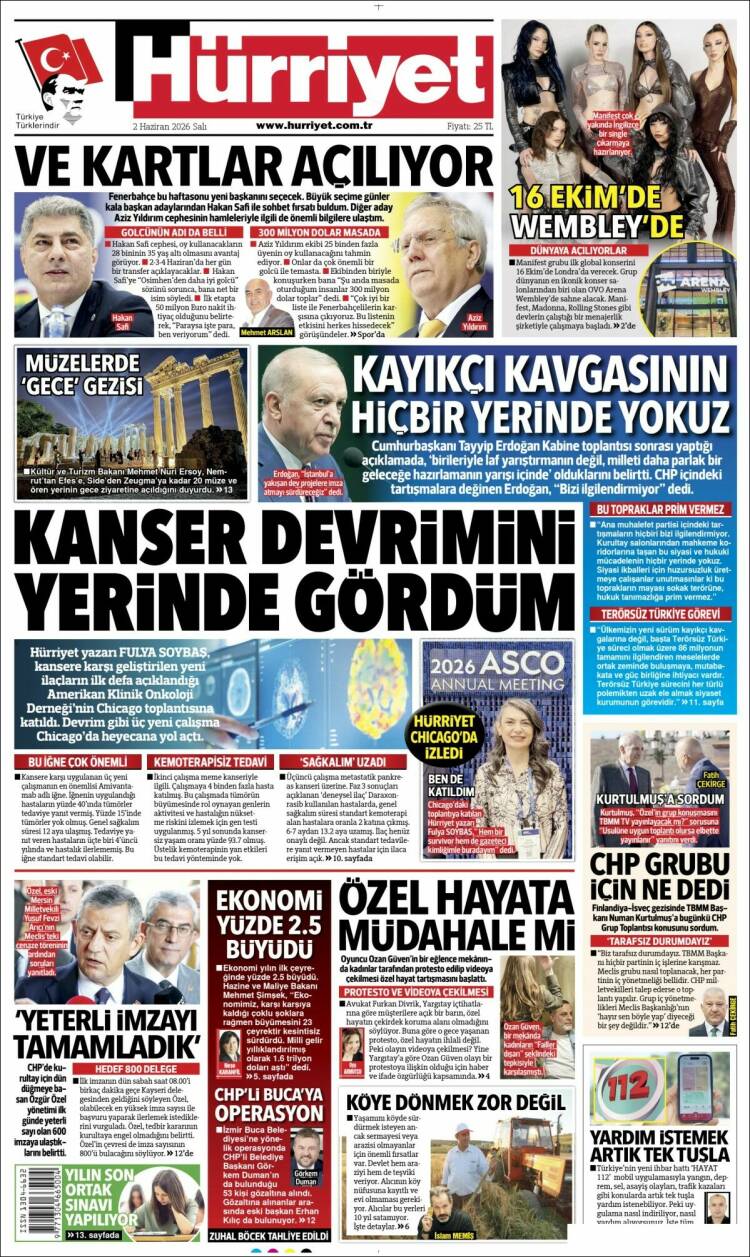 Portada de Hürriyet (Turqu&iacute;a)