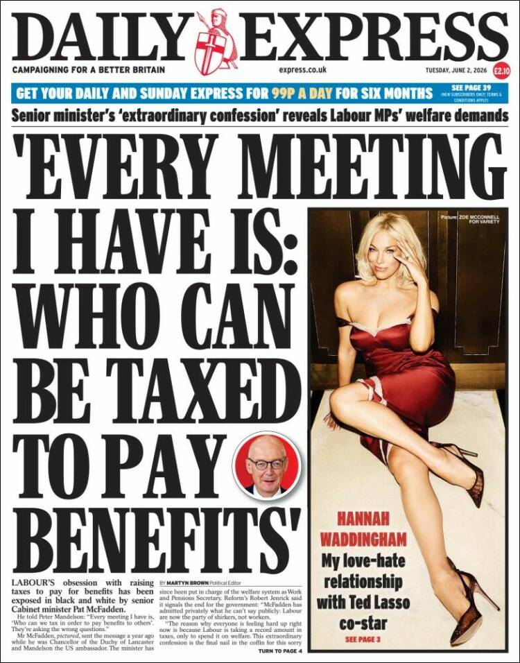 Portada de Daily Express (Reino Unido)