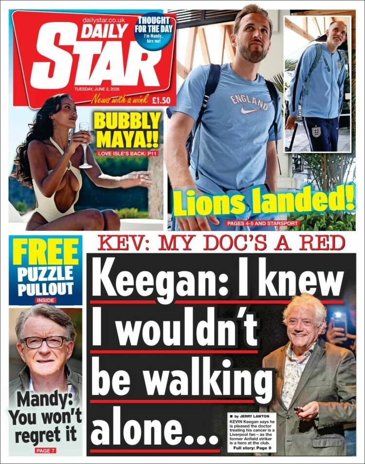 Portada de Daily Star (Reino Unido)