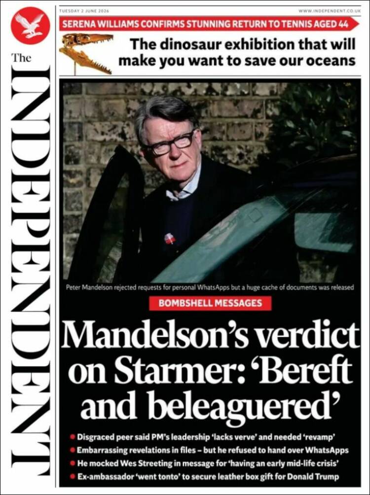 Portada de The Independent (Reino Unido)