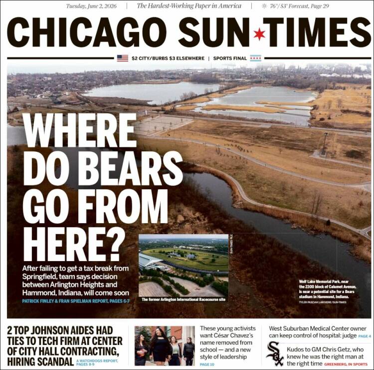 Portada de Chicago Sun-Times (USA)