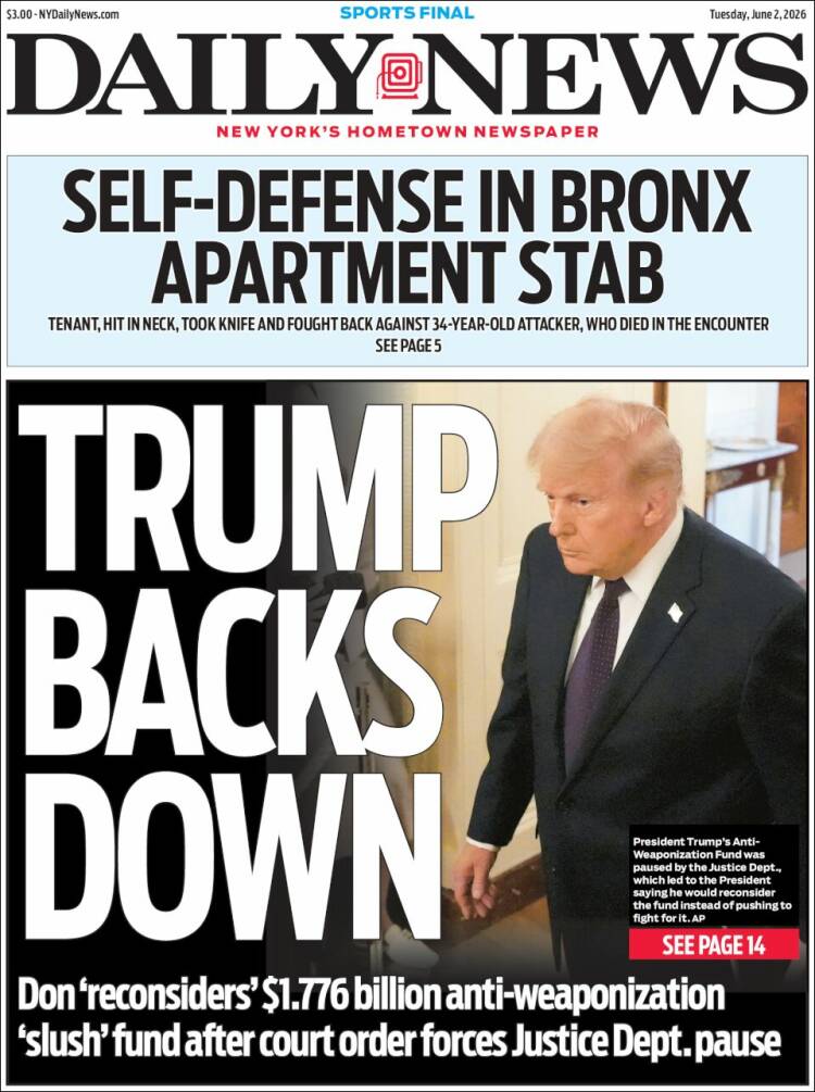 Portada de Daily News - New York (USA)
