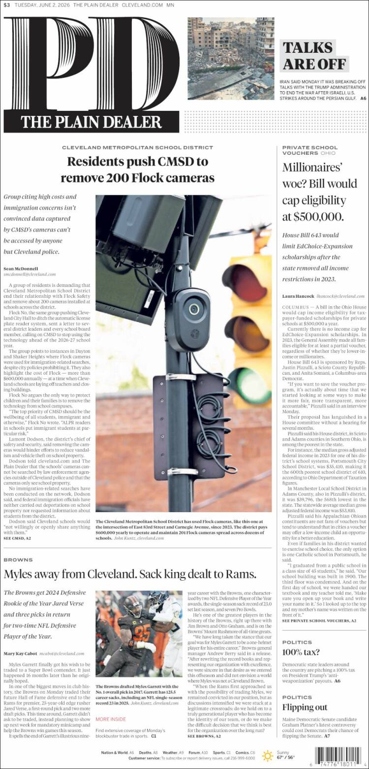 Portada de The Plain Dealer (USA)